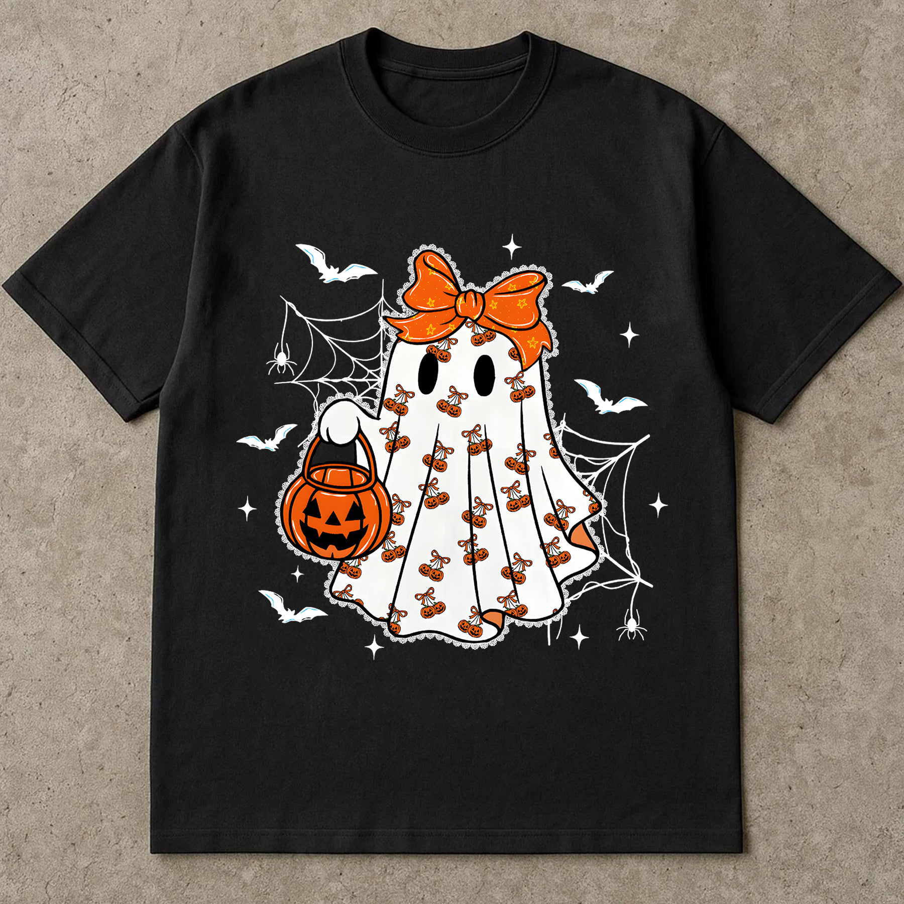 Cute Ghost Halloween Shirt, Kawaii Spooky Girl Tee, Trick or Treat Pumpkin Graphic T-Shirt, Fall Aesthetic Halloween Outfit