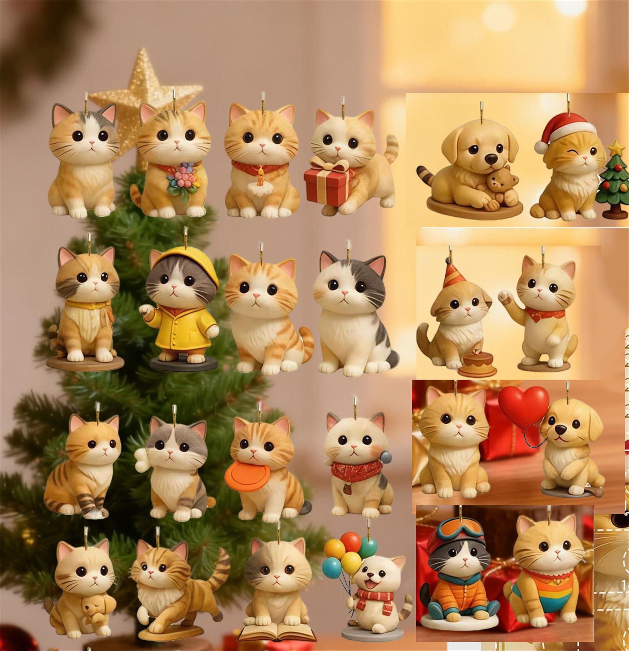Cute Cat & Puppy Figurine Advent Calendar 2025, 24 Days Kawaii Animal Christmas Surprise Box Gift for Kids & Pet Lovers