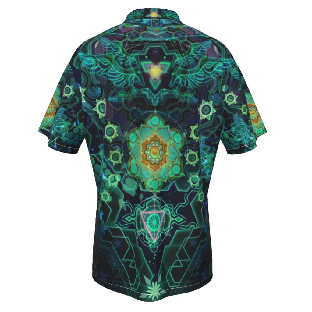 Yantric Geometry Hawaiian, Sacred Mandala Energy Hawaiian, Mystic Geometric Light Hawaiian, Vibrant Spiritual Pattern Hawaiian, Celestial Yantra Hawaiian