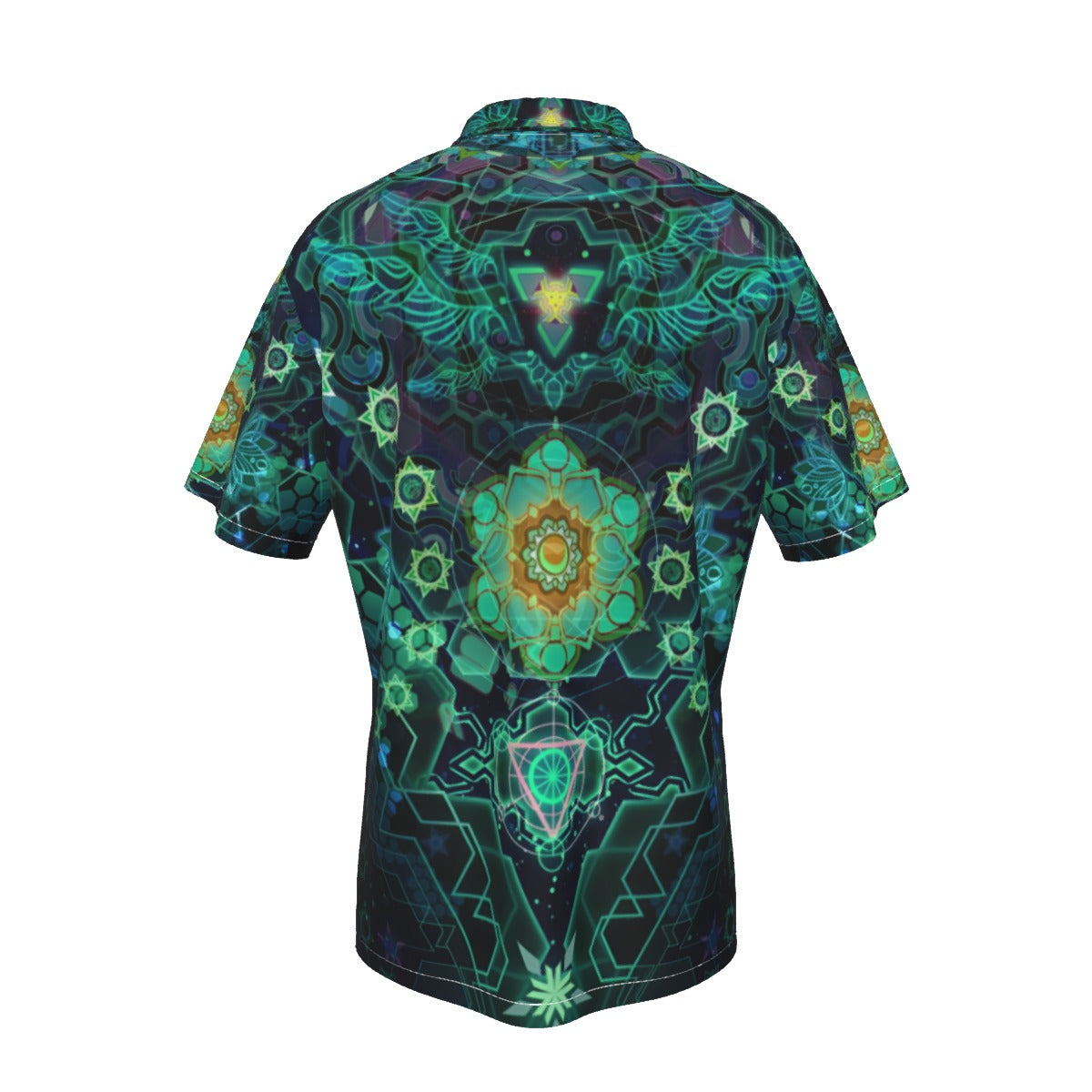 Yantric Geometry Hawaiian, Sacred Mandala Energy Hawaiian, Mystic Geometric Light Hawaiian, Vibrant Spiritual Pattern Hawaiian, Celestial Yantra Hawaiian