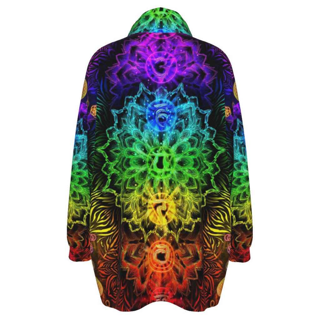 Sacred Chakra Mandala Coats Women, Vibrant Rainbow Energy Healing Coats, Spiritual Energy Symbol, Colorful Sacred Geometry Coats, Meditation Coats