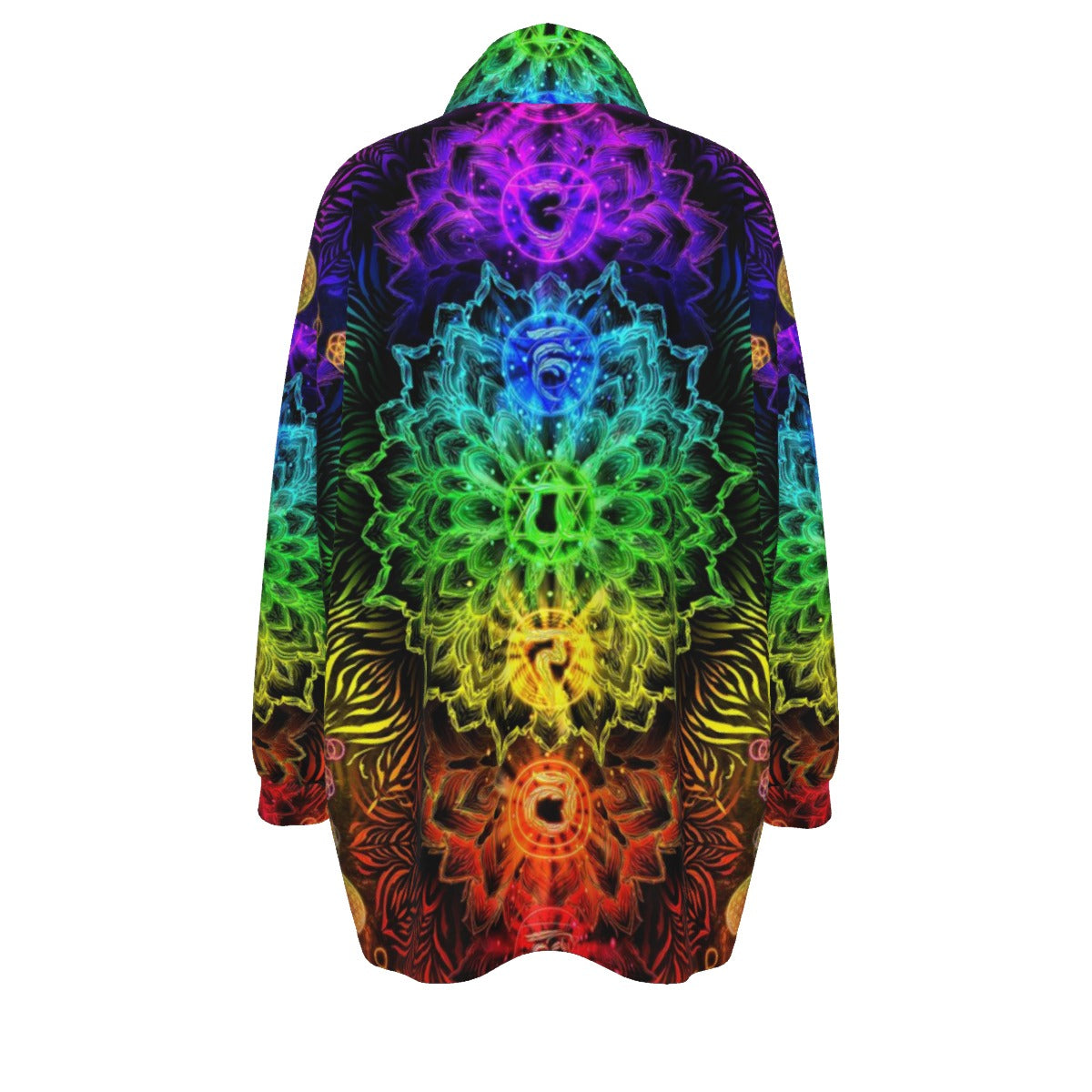 Sacred Chakra Mandala Coats Women, Vibrant Rainbow Energy Healing Coats, Spiritual Energy Symbol, Colorful Sacred Geometry Coats, Meditation Coats