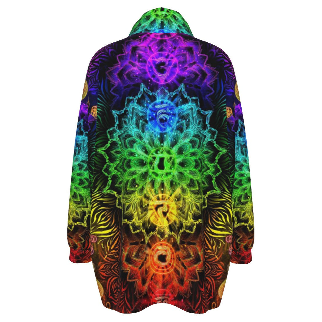 Sacred Chakra Mandala Coats Women, Vibrant Rainbow Energy Healing Coats, Spiritual Energy Symbol, Colorful Sacred Geometry Coats, Meditation Coats