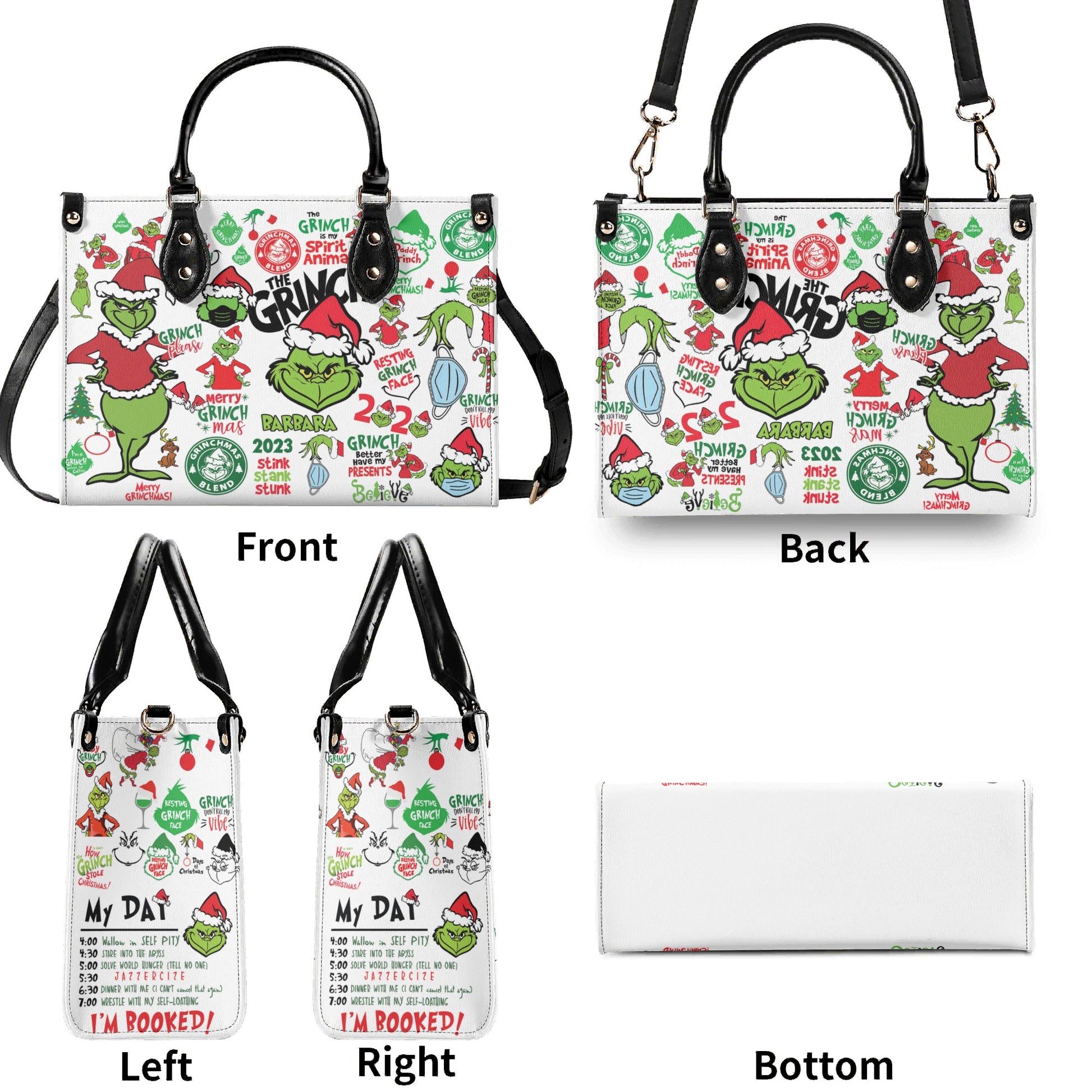 Christmas Cartoon Print Handbag, Festive Holiday Purse, Cute Christmas Tote Bag, Holiday Party Shoulder Bag Gift