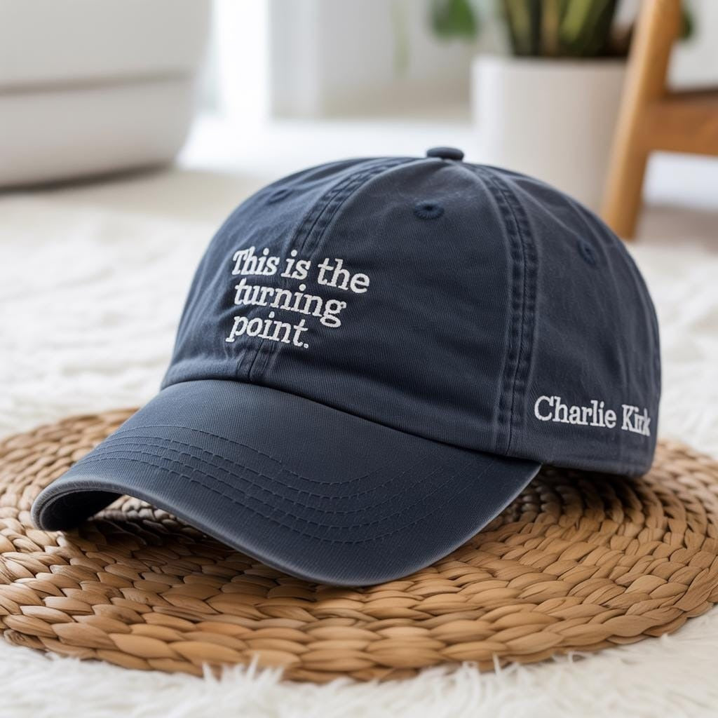 This Is The Turning Point Quote Embroidered Cap, Charlie Kirk Embroidered Hat, Patriotic Baseball Hat, Activist Hat, Pray for Charlie