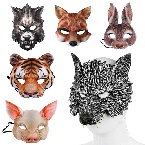 Animal Mask, 3D Realistic Half Face Mask, Halloween Carnival Masquerade, Birthday Party, Game Cosplay Costume Accessories, Props