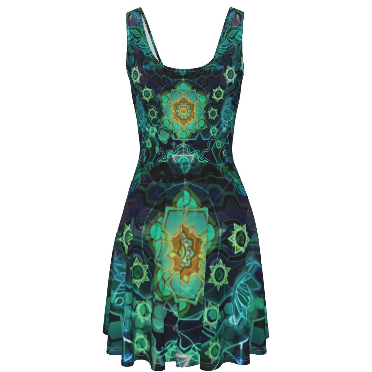 Yantric Geometry Women's Tank Vest Dress, Sacred Mandala Energy Vest Dress, Mystic Geometric Light Vest Dress, Vibrant Spiritual Pattern Vest Dress, Celestial Yantra Vest Dress