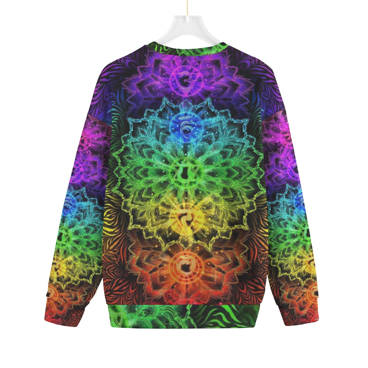 Sacred Chakra Mandala Sweater, Vibrant Rainbow Energy Healing Sweater, Spiritual Energy Symbol, Colorful Sacred Geometry Sweater, Mandala Sweater