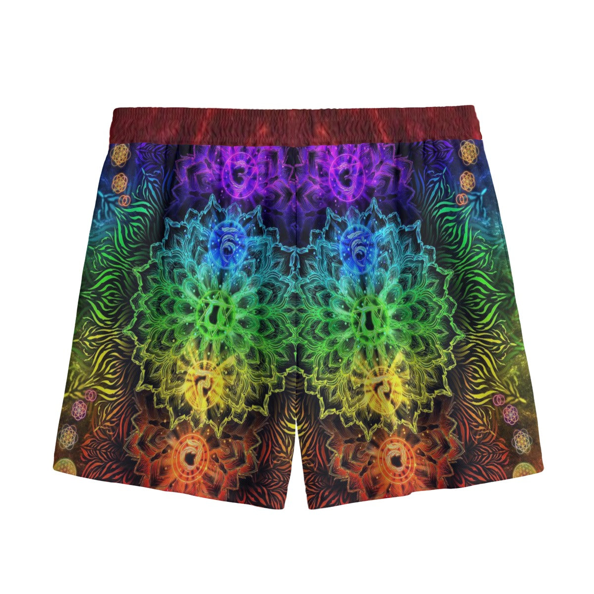 Sacred Chakra Mandala Men's Shorts, Vibrant Rainbow Energy Healing Men's Shorts, Spiritual Energy Symbol, Colorful Sacred Geometry Men's Shorts, Mandala Men's Shorts