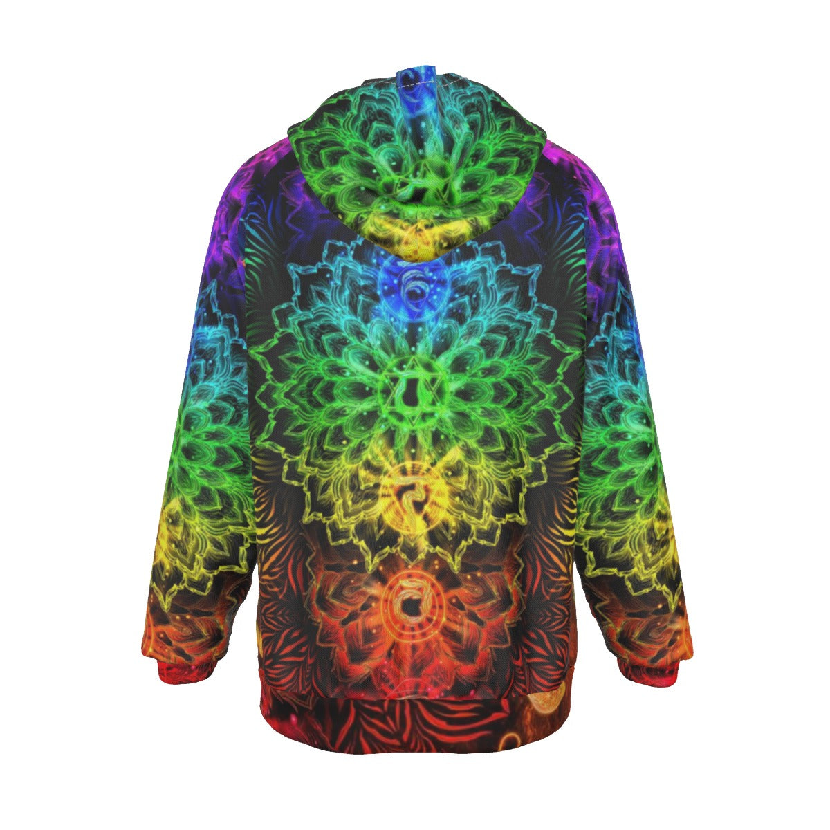 Sacred Chakra Mandala Hoodie, Vibrant Rainbow Energy Healing Hoodie, Spiritual Energy Symbol, Colorful Sacred Geometry Hoodie, Mandala Hoodie