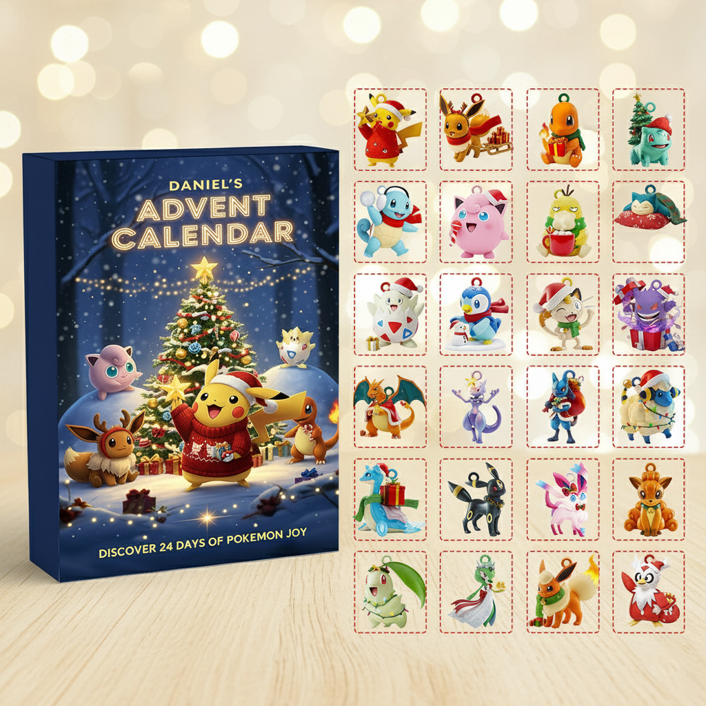 Pikachu Christmas Ornament, Cute Pokémon Holiday Decor, Kids Xmas Tree Decoration, Advent Calendar Gift, Personalized Pokémon Ornament