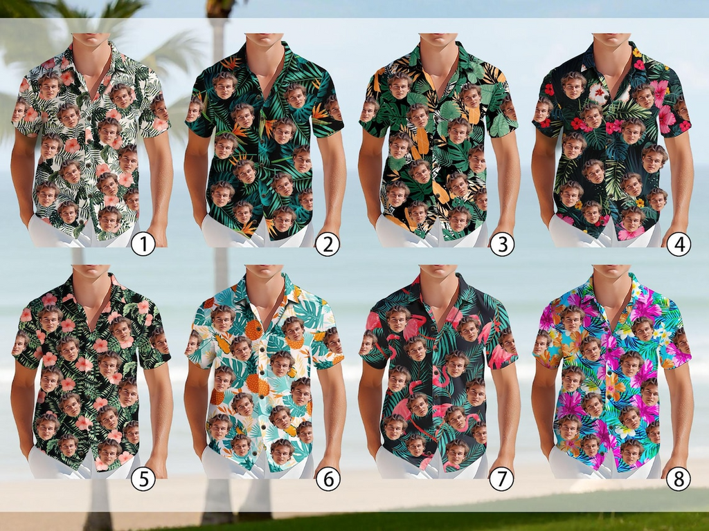Custom Hawaiian Shirt with Photo – Personalized Face & Pet Print, Unisex Aloha Button-Up