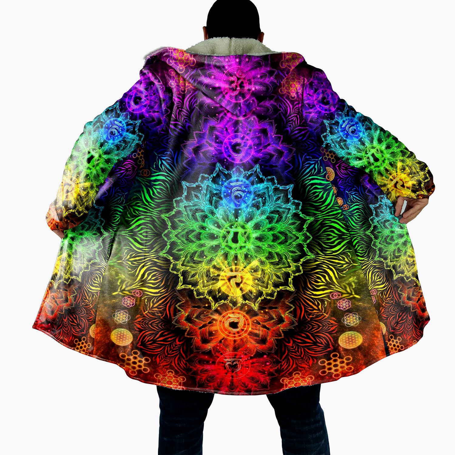 Sacred Chakra Mandala Cloak, Vibrant Rainbow Energy Healing Cloak, Spiritual Energy Symbol, Colorful Sacred Geometry Cloak, Mandala  Cloak