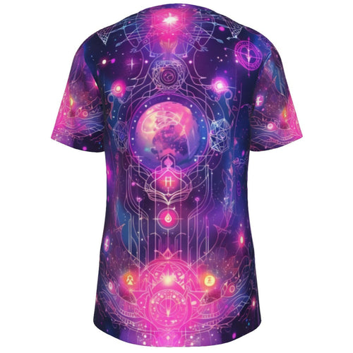 Cosmic Mysticism T-Shirt, Celestial Portal Energy T-Shirt, Astral Light Symbol T-Shirt, Vibrant Metaphysical Galaxy T-Shirt, Spiritual Geometry T-Shirt