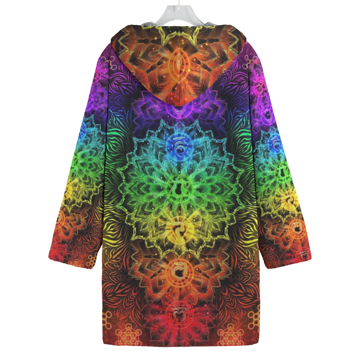 Sacred Chakra Mandala Coats, Vibrant Rainbow Energy Healing Coats, Spiritual Energy Symbol, Colorful Sacred Geometry Coats, Mandala Coats