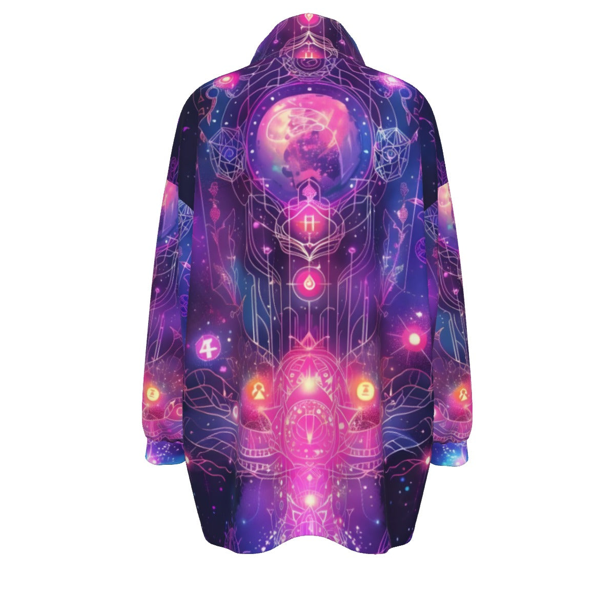 Cosmic Mysticism Coats Women, Celestial Portal Energy Coats , Astral Light Symbol Coats , Vibrant Metaphysical Galaxy Coats , Spiritual Geometry Coats