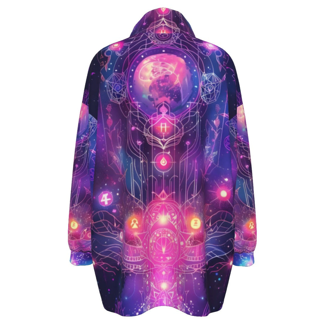 Cosmic Mysticism Coats Women, Celestial Portal Energy Coats , Astral Light Symbol Coats , Vibrant Metaphysical Galaxy Coats , Spiritual Geometry Coats