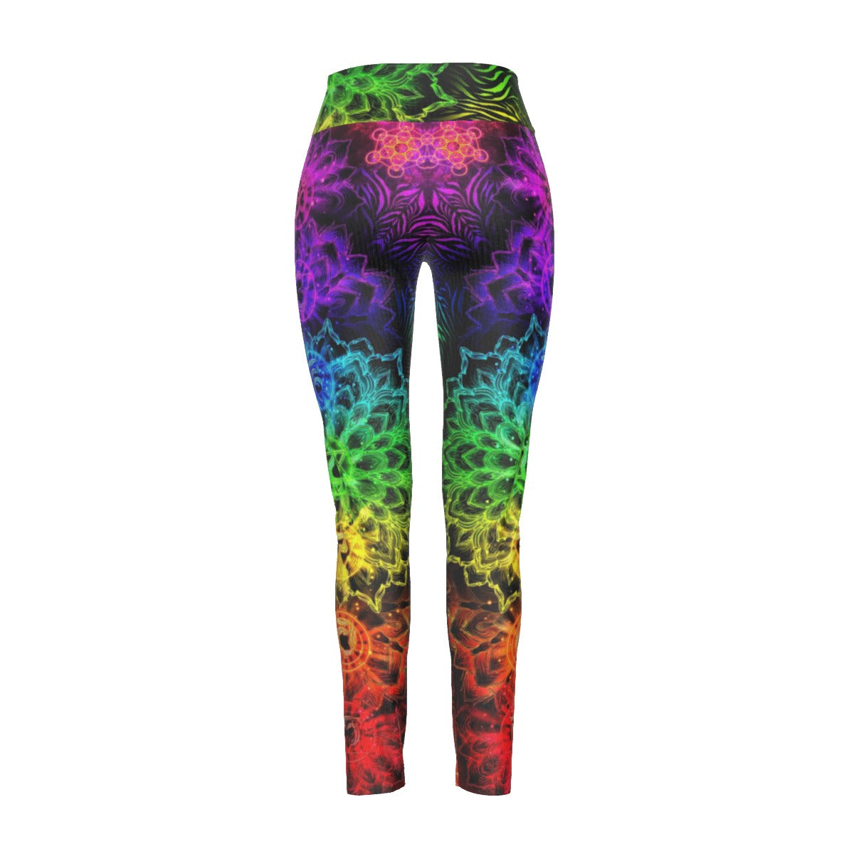 Sacred Chakra Mandala Leggings, Vibrant Rainbow Energy Healing Leggings, Spiritual Energy Symbol, Colorful Sacred Geometry Leggings, Mandala Leggings