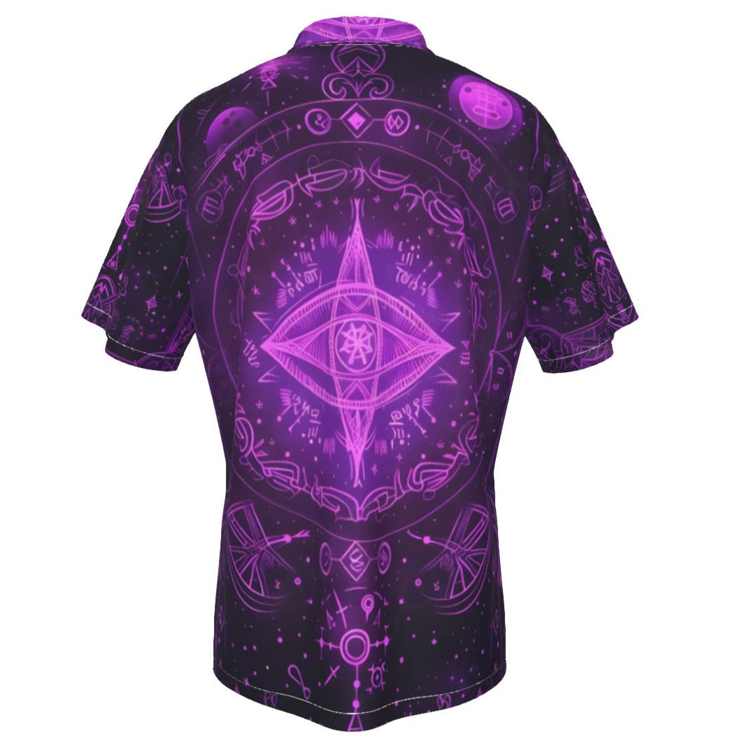 Mystical Fantasy Hawaiian, Arcane Magic Symbol Hawaiian, Witchcore Celestial Light Hawaiian, Vibrant Occult Energy Hawaiian, Esoteric Purple Spell Hawaiian