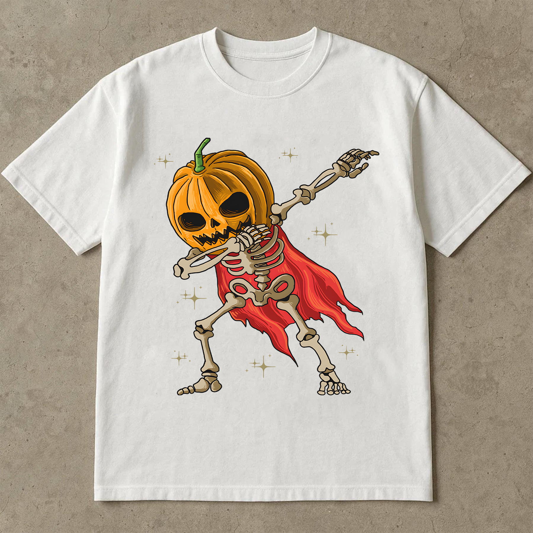 Funny Halloween Shirt, Dabbing Skeleton with Pumpkin Head, Spooky Season Oversized Graphic Tee, Unisex Fall Costume T-Shirt