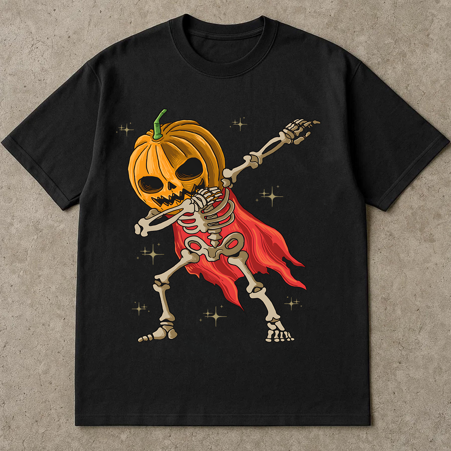 Funny Halloween Shirt, Dabbing Skeleton with Pumpkin Head, Spooky Season Oversized Graphic Tee, Unisex Fall Costume T-Shirt