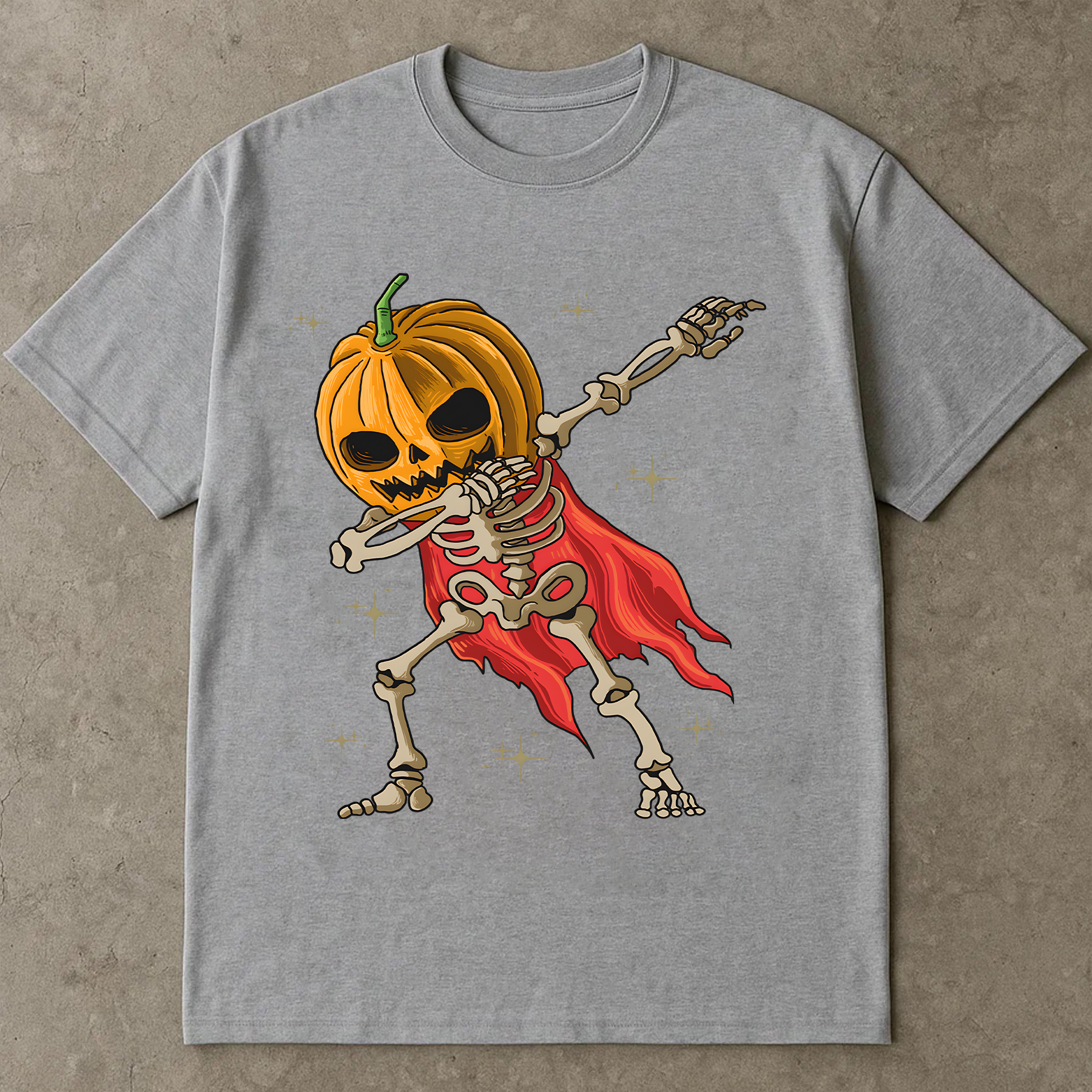 Funny Halloween Shirt, Dabbing Skeleton with Pumpkin Head, Spooky Season Oversized Graphic Tee, Unisex Fall Costume T-Shirt