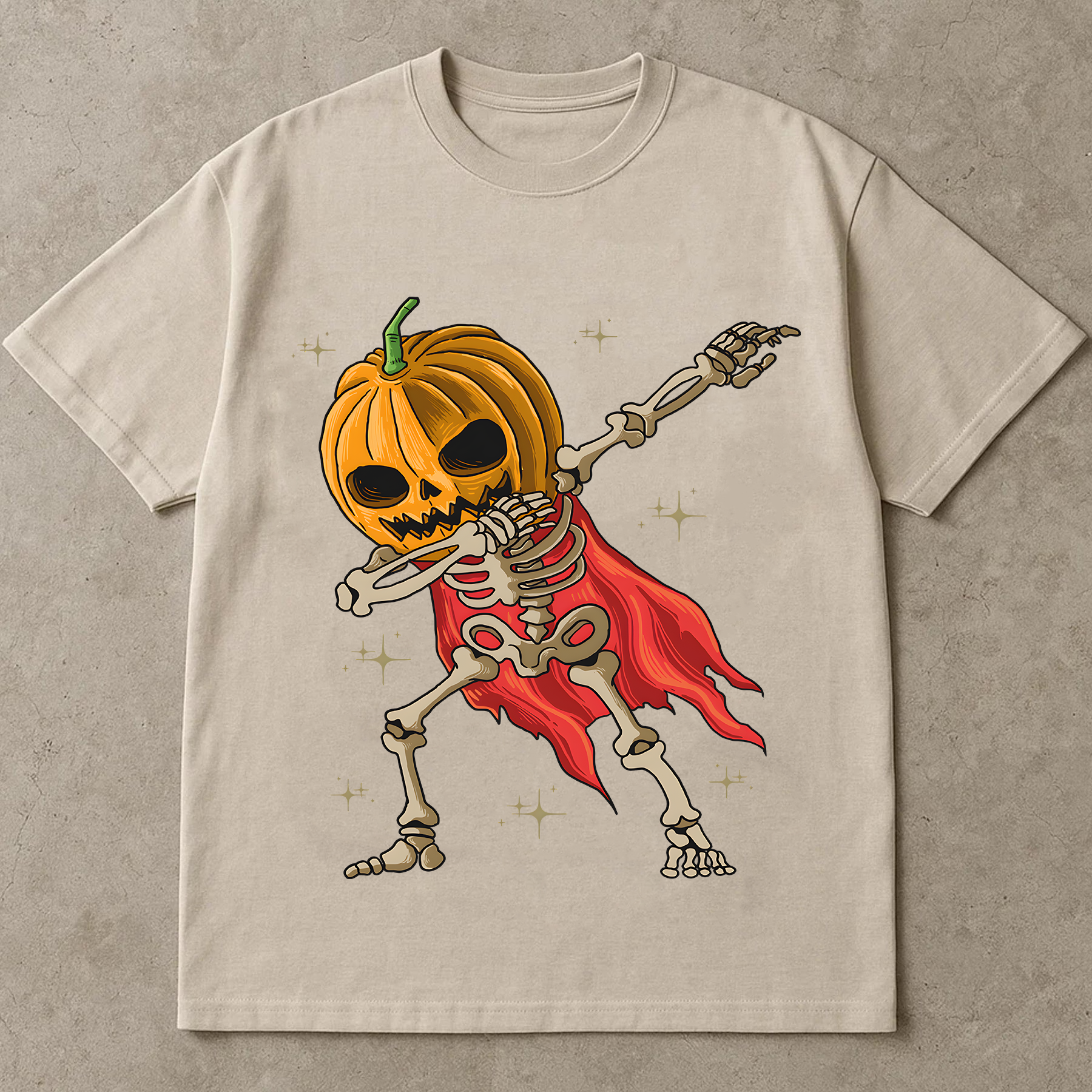 Funny Halloween Shirt, Dabbing Skeleton with Pumpkin Head, Spooky Season Oversized Graphic Tee, Unisex Fall Costume T-Shirt