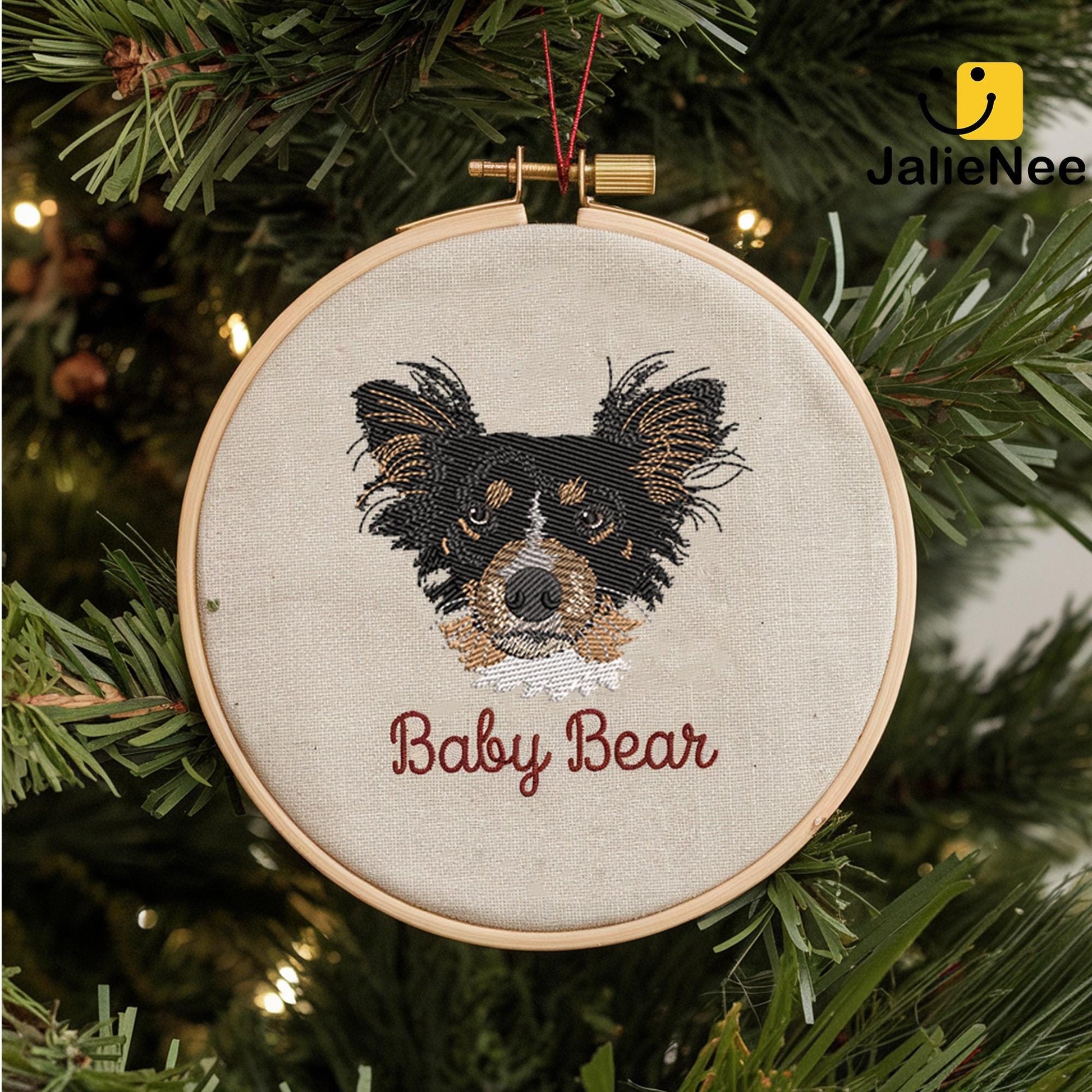 Custom Embroidered Pet Portrait Ornament, Custom Embroidered Christmas Ornament, Pet Portrait Gift for Pet Lovers, Custom Pet Christmas Gift