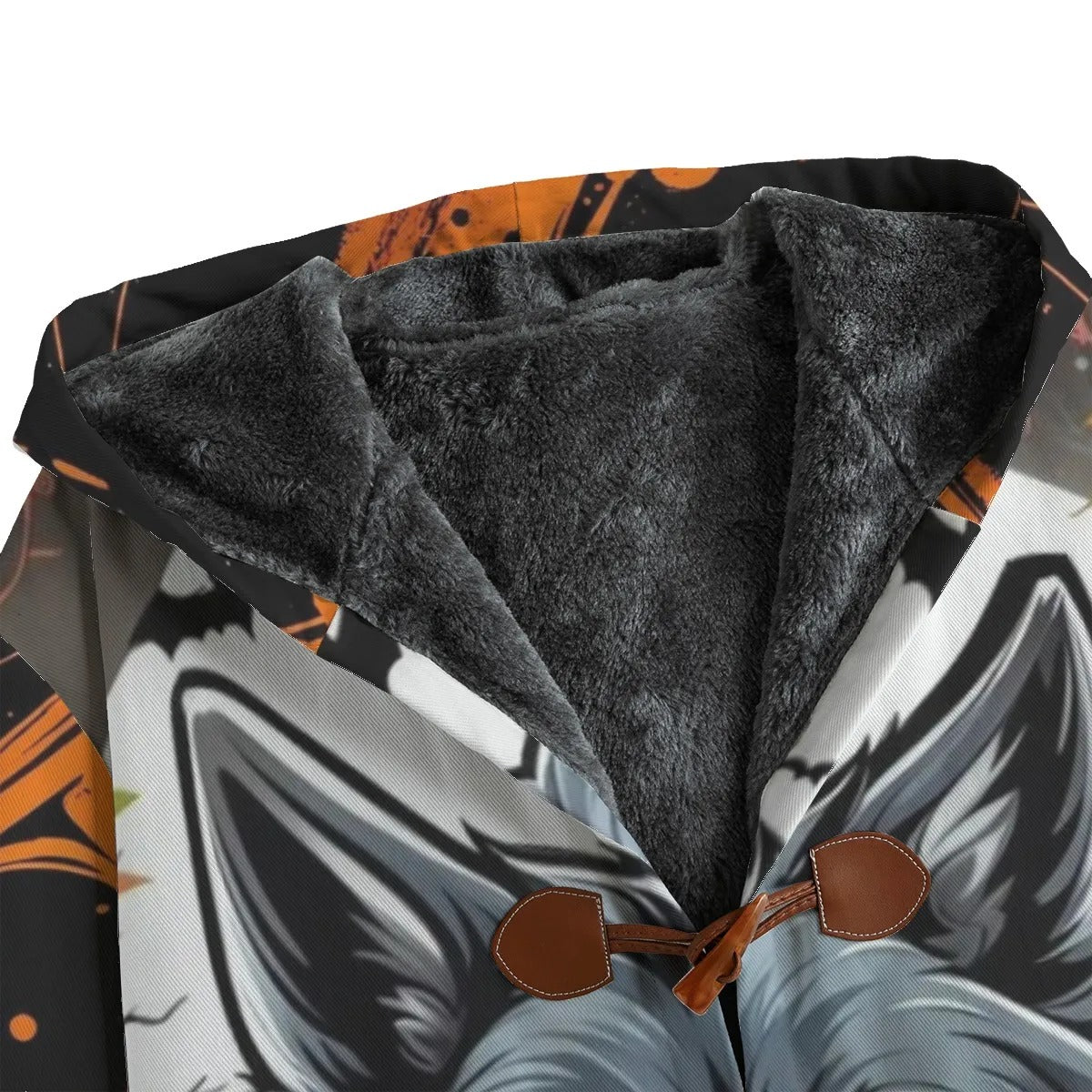 Howling Halloween Night Wolf Coat, Spooky Pumpkin Bat Gothic Jacket, Halloween Outerwear, Scary Autumn Wolf Fashion