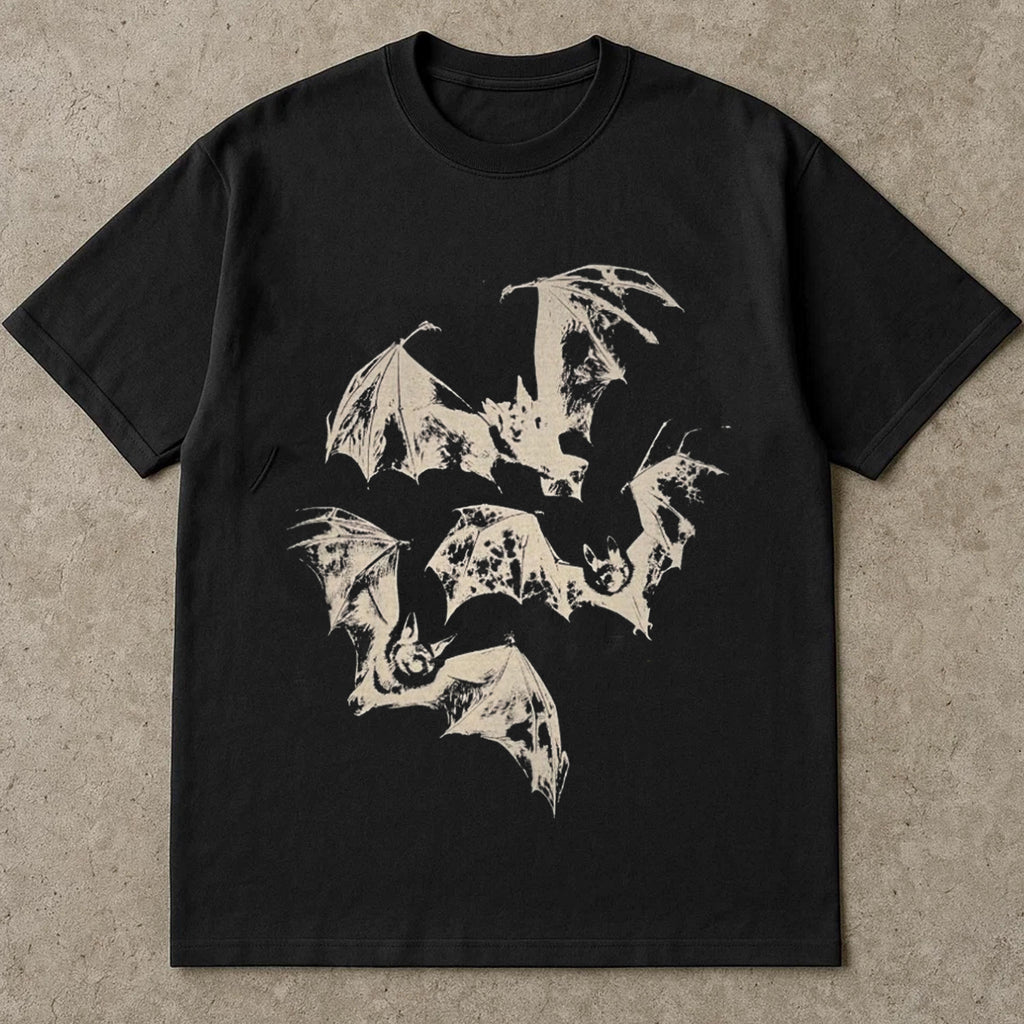 Halloween T Shirt, Three Bats Y2k T Shirt, Vintage 90s Style Bat Shirt, Washed Retro Halloween T Shirts For Adults