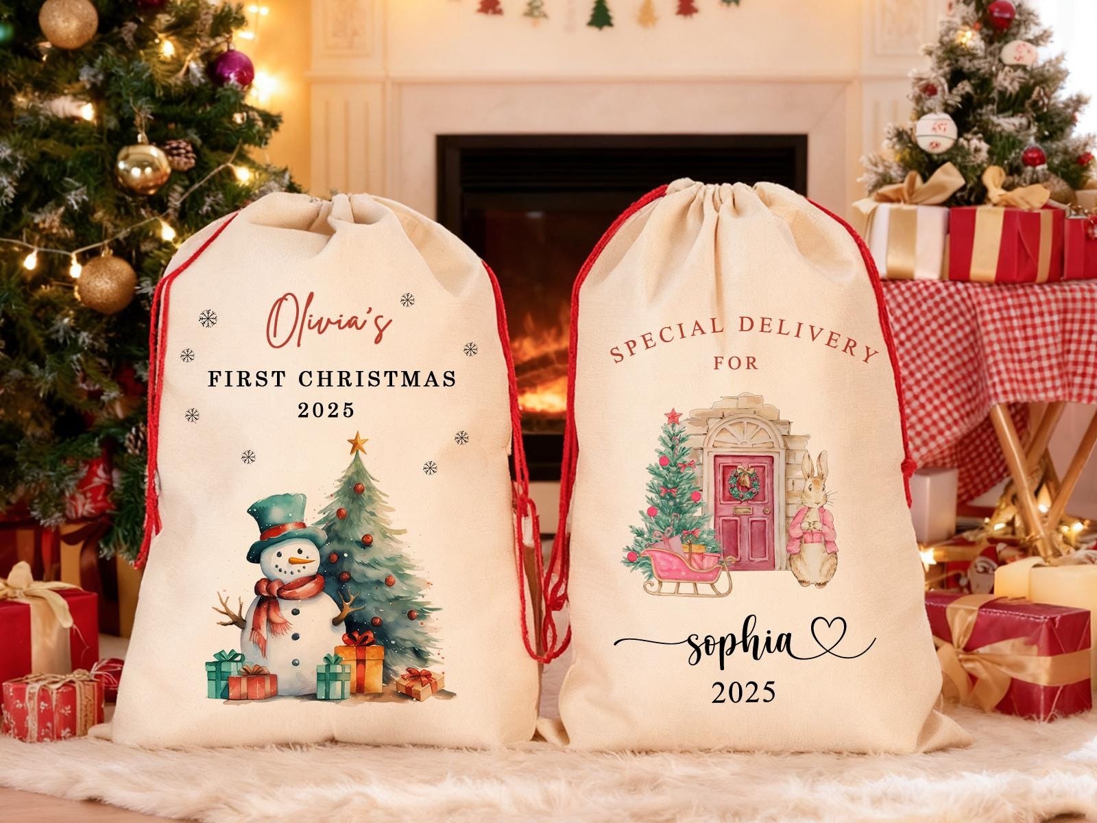 Personalized Large Santa Sack, Christmas Family Santa Bag, Custom Name Santa Gift Bag, Christmas Gift Bag, Holiday Gift Bag, Xmas Gift for Kids