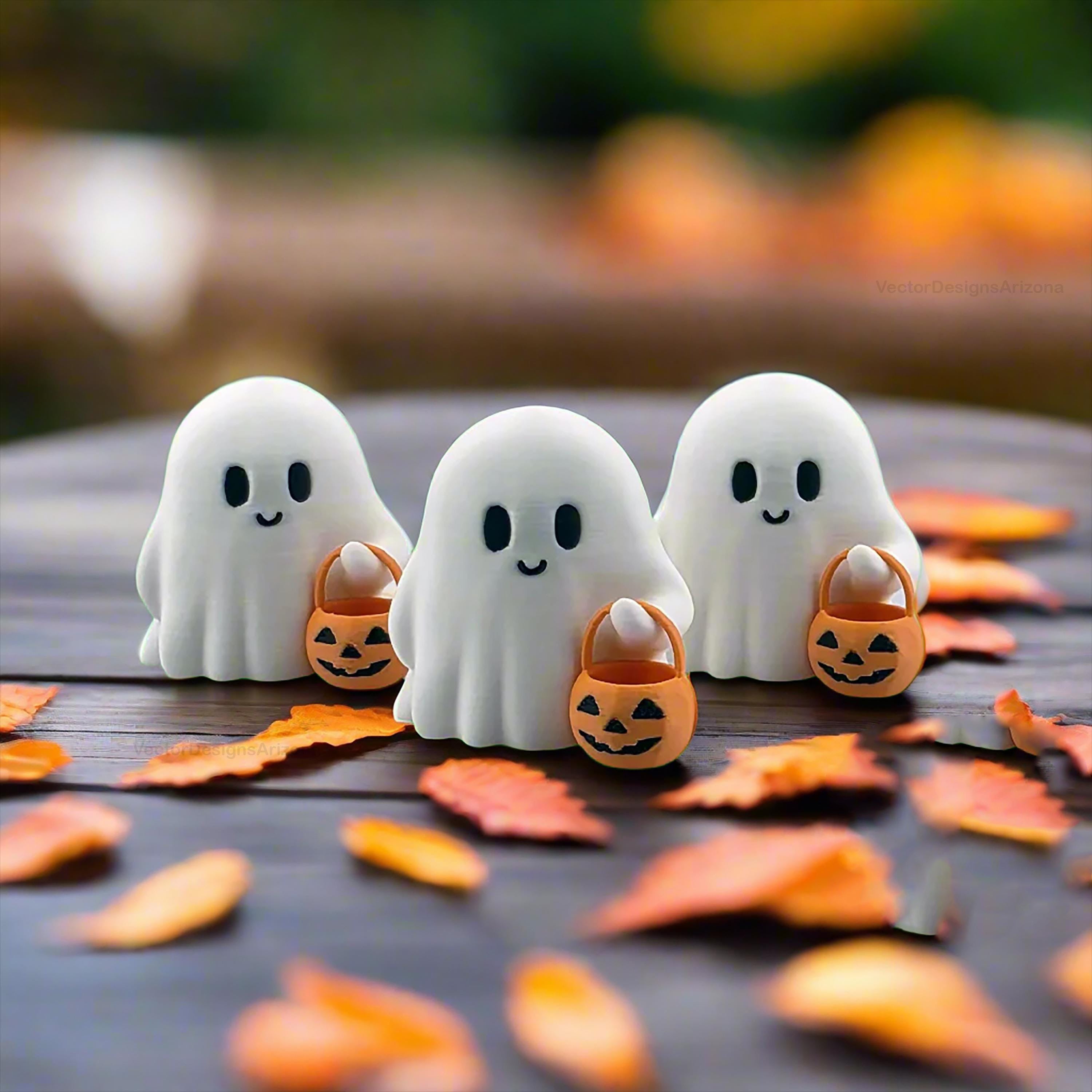 Halloween Ghost Pumpkin Statue, Cute Spooky Halloween Decor, Indoor & Outdoor Halloween Home Decoration, 3D Printed Ghost Ornament