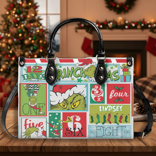 12 Days of Christmas Handbag, Vintage Holiday Tote, Festive Countdown Purse, Cute Christmas Shoulder Bag Gift