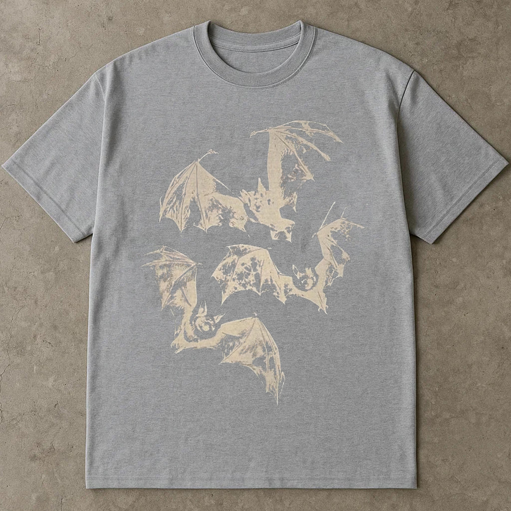 Halloween T Shirt, Three Bats Y2k T Shirt, Vintage 90s Style Bat Shirt, Washed Retro Halloween T Shirts For Adults