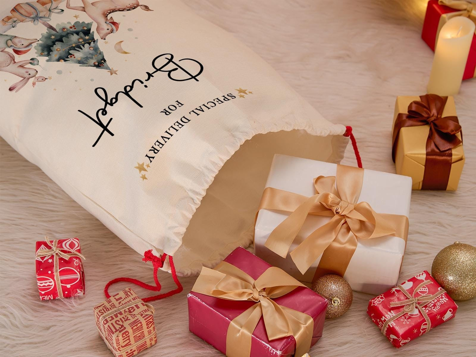 Personalized Large Santa Sack, Christmas Family Santa Bag, Custom Name Santa Gift Bag, Christmas Gift Bag, Holiday Gift Bag, Xmas Gift for Kids