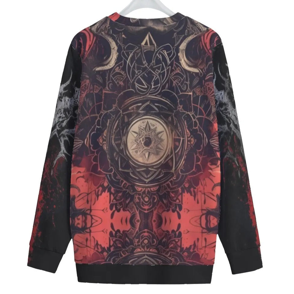 Infernal Mandala Halloween Skull Women’s Sweater, Womens Halloween Costumes Knitwear, Halloween Costume Ideas  Top