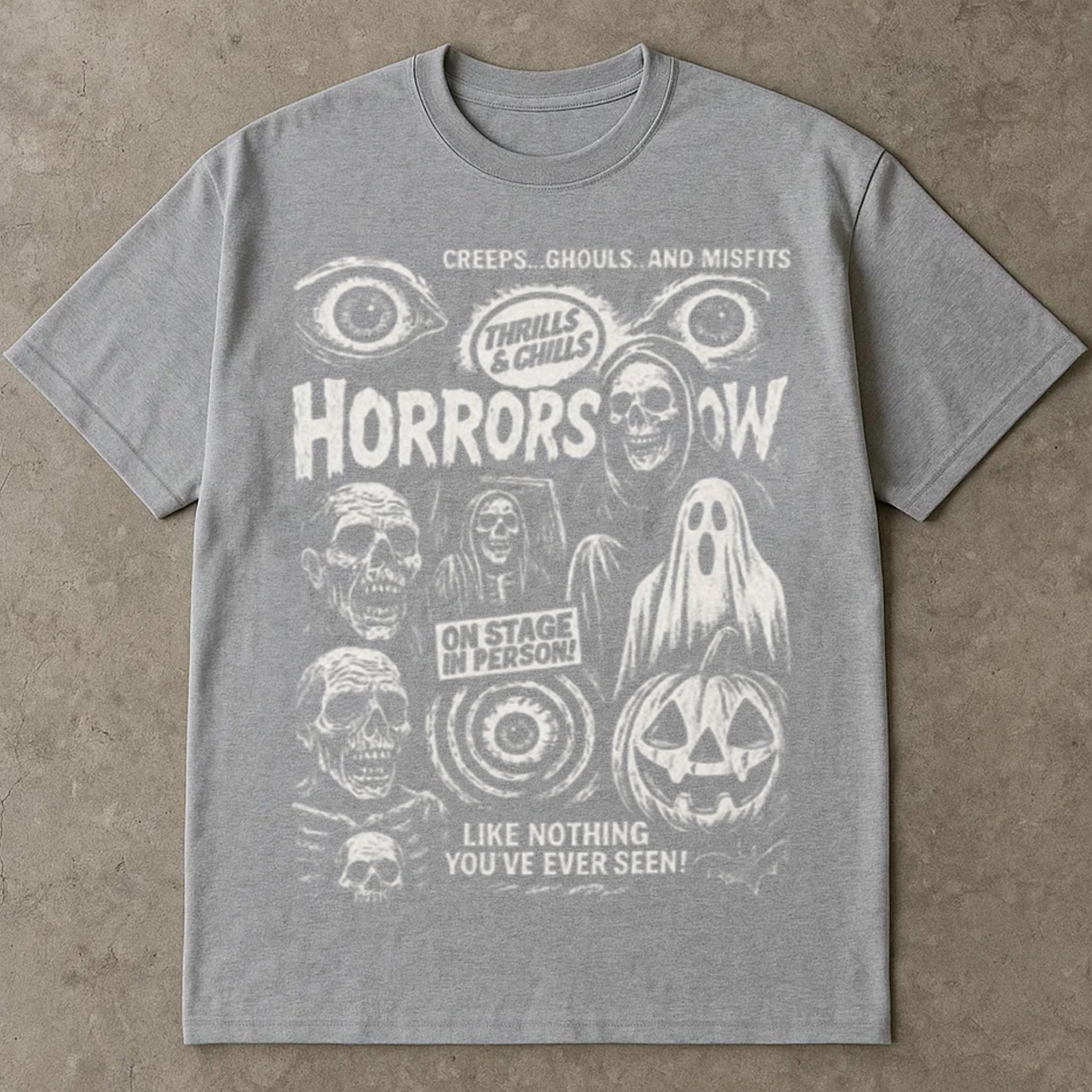 Vintage Horror Show Graphic Tee, Retro Spooky Shirt for Halloween Tee Shirts, Horror Gift, Misfits and Ghouls, Couples Halloween Costumes