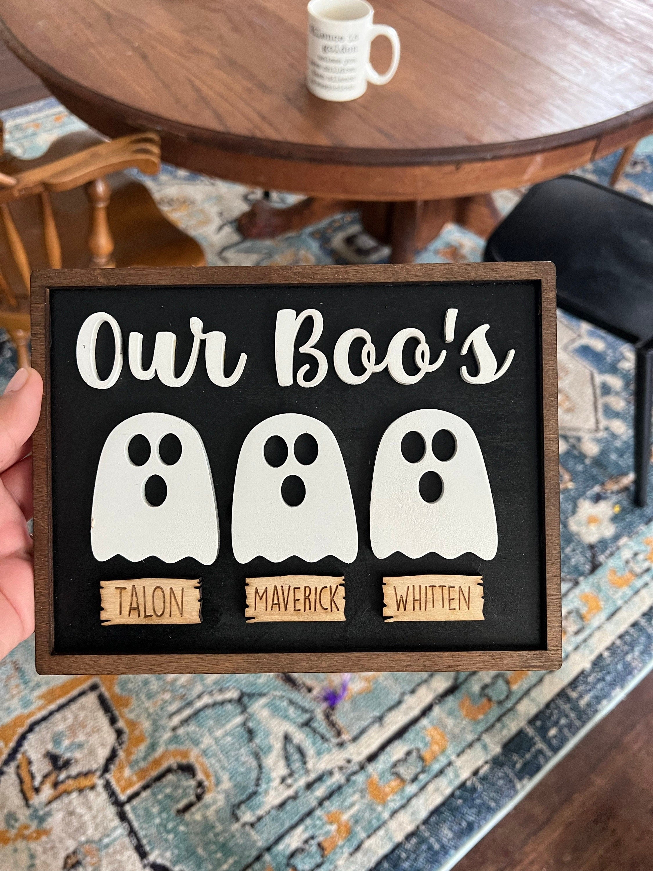 Our Boo's Personalized Family Halloween Sign, Family of Ghosts, Adorable Halloween Decor, Farmhouse Halloween Decor, Family Signs