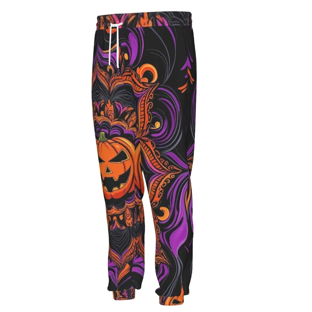 Pumpkin Mandala Magic Joggers, Halloween Jack-o’-Lantern Sweatpants, Spooky Mandala Art Bottoms, Gothic Fall Loungewear