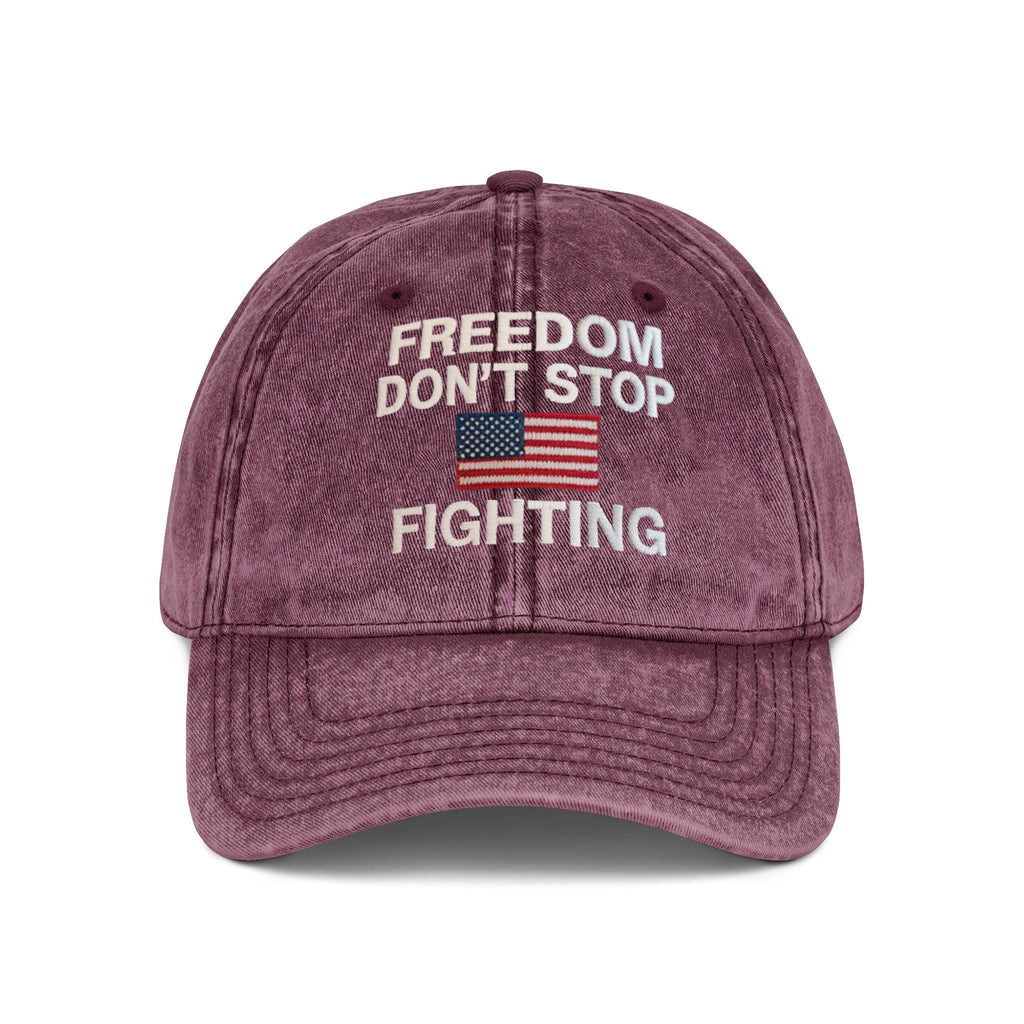 Embroidered Freedom Don't Stop Fighting Washed Hat, Charlie Kirk Hat, Make America Great Again, Pray for Charlie Kirk, Justice for Charlie Kirk