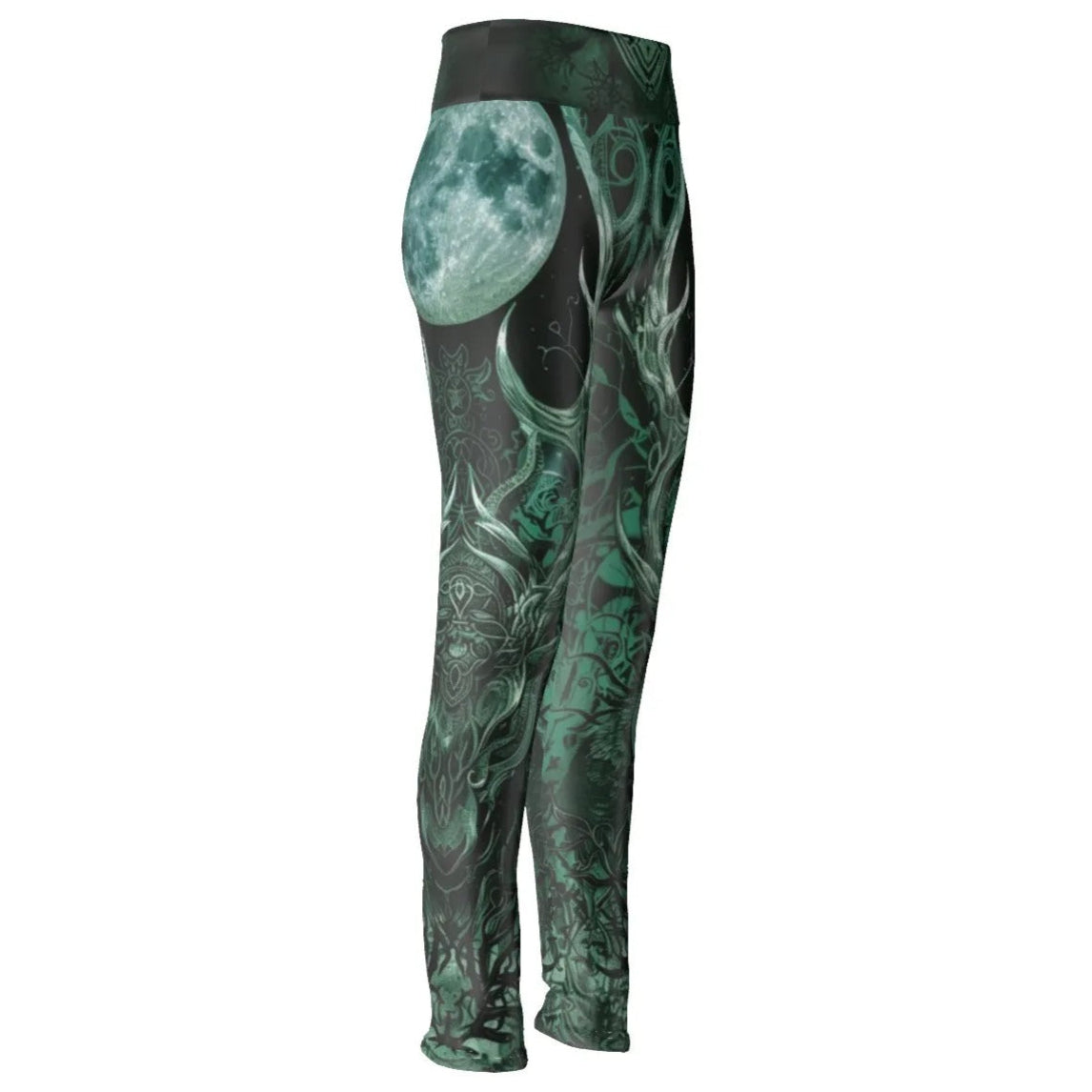 Viking Leggings, Women’s Norse Mythology Yoga Pants with Celtic Wolf & Warrior Rune Design