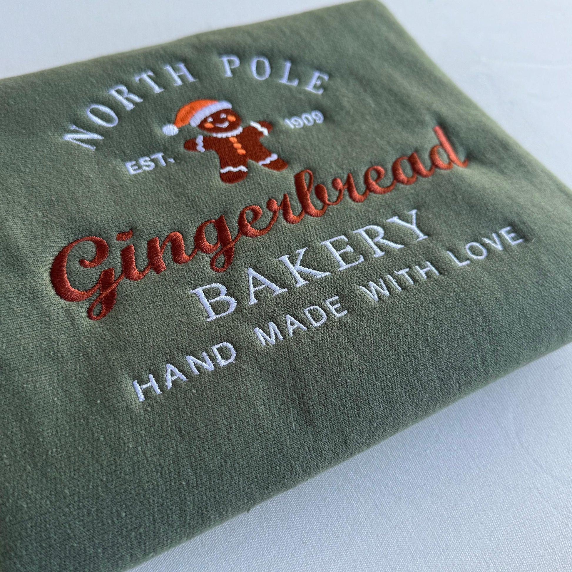 Gingerbread Bakery Embroidered Sweatshirt, Christmas Crewneck Holiday Sweater, North Pole Cookie Baking Shirt, Xmas Women Gift, Baker Gift. EBAC68