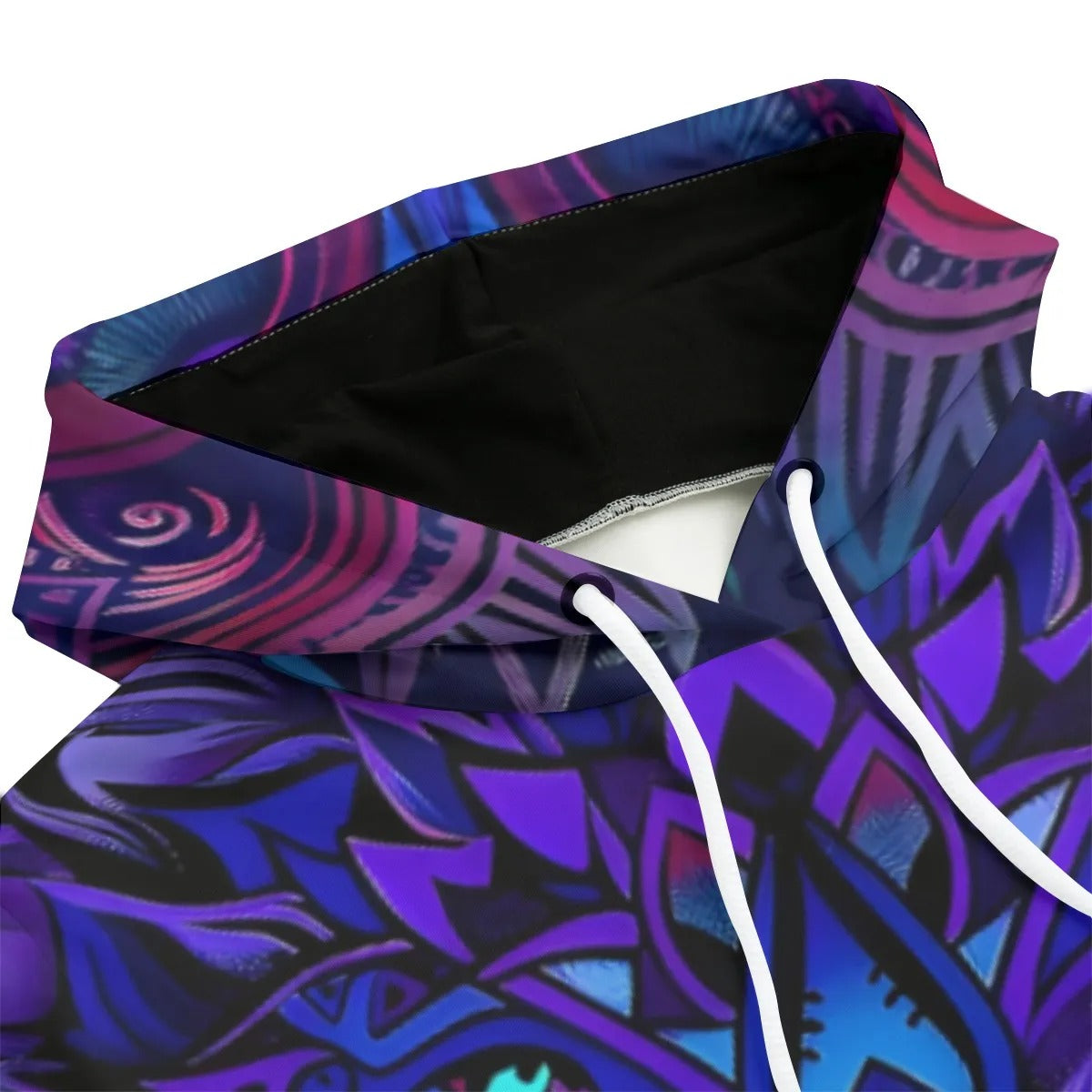 Wolf Mandala Women Hoodie, Spirit Animal Hoodie, Blue Purple Wolf Art, Tribal Festival Sweatshirt, Psychedelic Pullover, Boho Mystic Clothing, Shamanic Fashion, Hooded Top