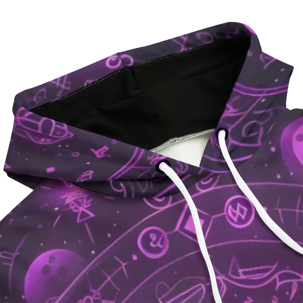 Mystical Fantasy Women Hoodie, All Seeing Eye Hoodie, Purple Magic Symbols Sweatshirt, Psychedelic Pullover, Spiritual Festival Wear, Witchcore Clothing, Boho Mystic Fashion