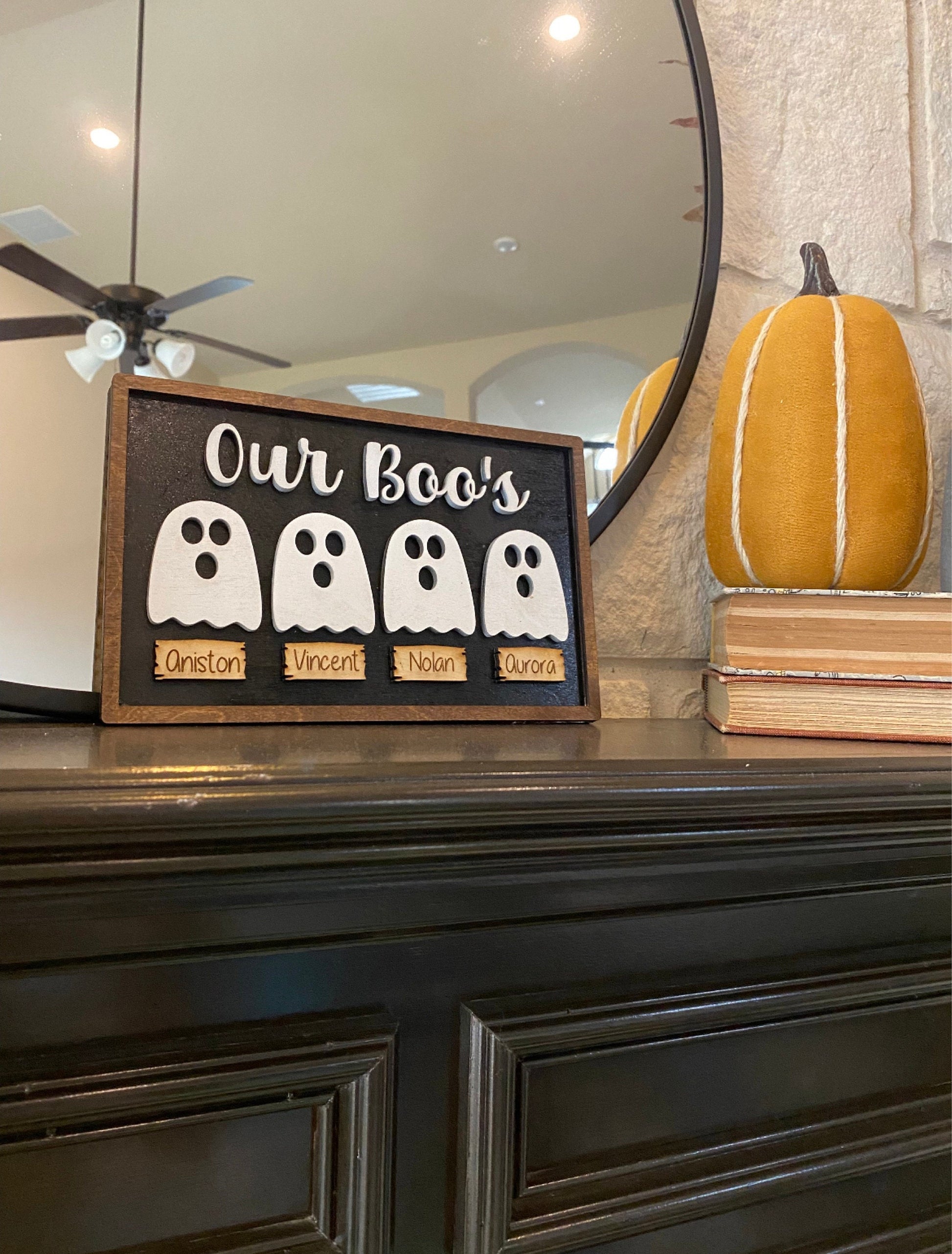 Our Boo's Personalized Family Halloween Sign, Family of Ghosts, Adorable Halloween Decor, Farmhouse Halloween Decor, Family Signs
