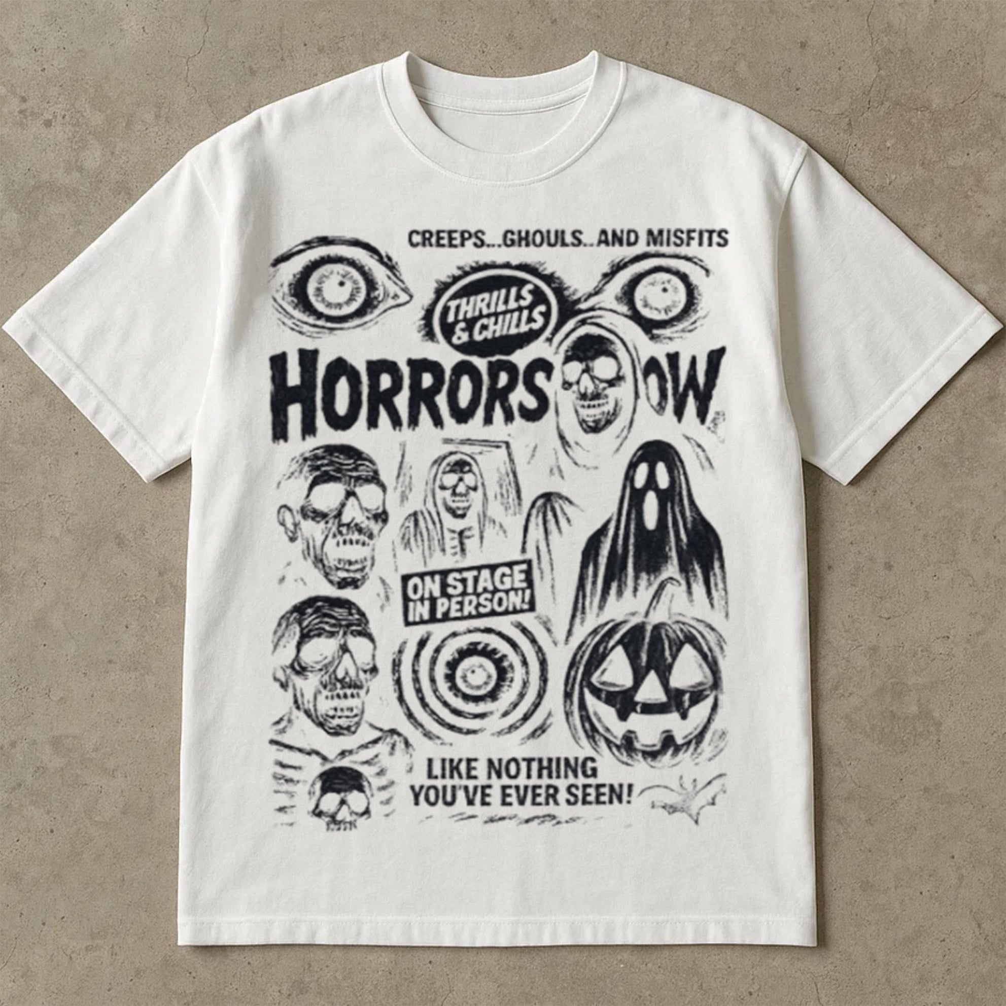 Vintage Horror Show Graphic Tee, Retro Spooky Shirt for Halloween Tee Shirts, Horror Gift, Misfits and Ghouls, Couples Halloween Costumes