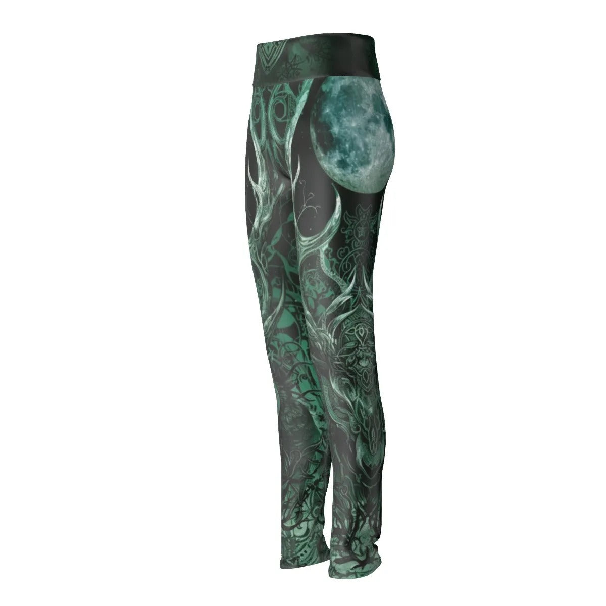 Viking Leggings, Women’s Norse Mythology Yoga Pants with Celtic Wolf & Warrior Rune Design