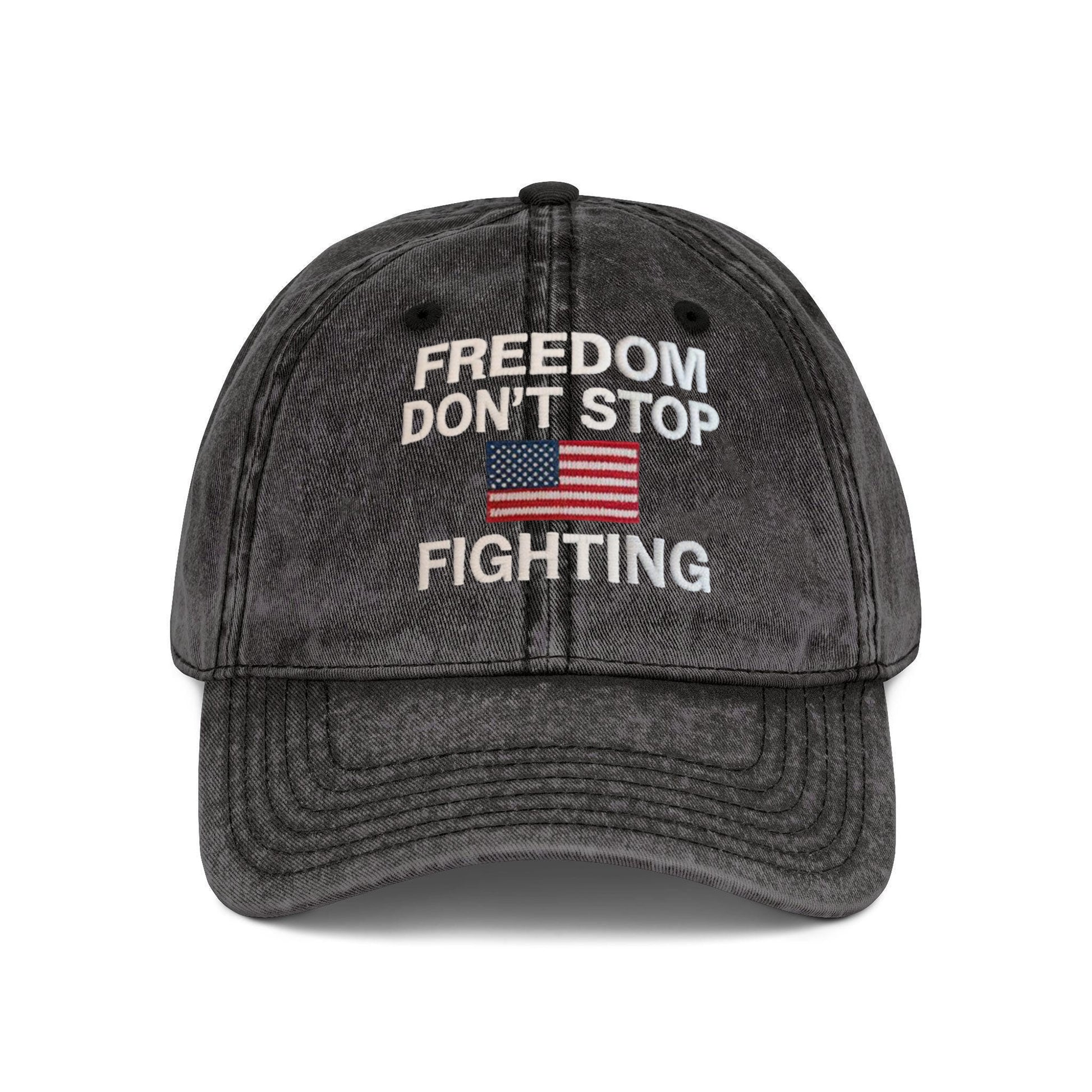 Embroidered Freedom Don't Stop Fighting Washed Hat, Charlie Kirk Hat, Make America Great Again, Pray for Charlie Kirk, Justice for Charlie Kirk