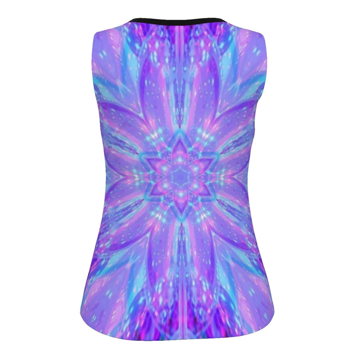 Kaleio Galaxy Women’s Tank Top, Trippy Psychedelic Space Shirt, Holographic Mandala Festival Wear, Cosmic Rave Sleeveless Tee