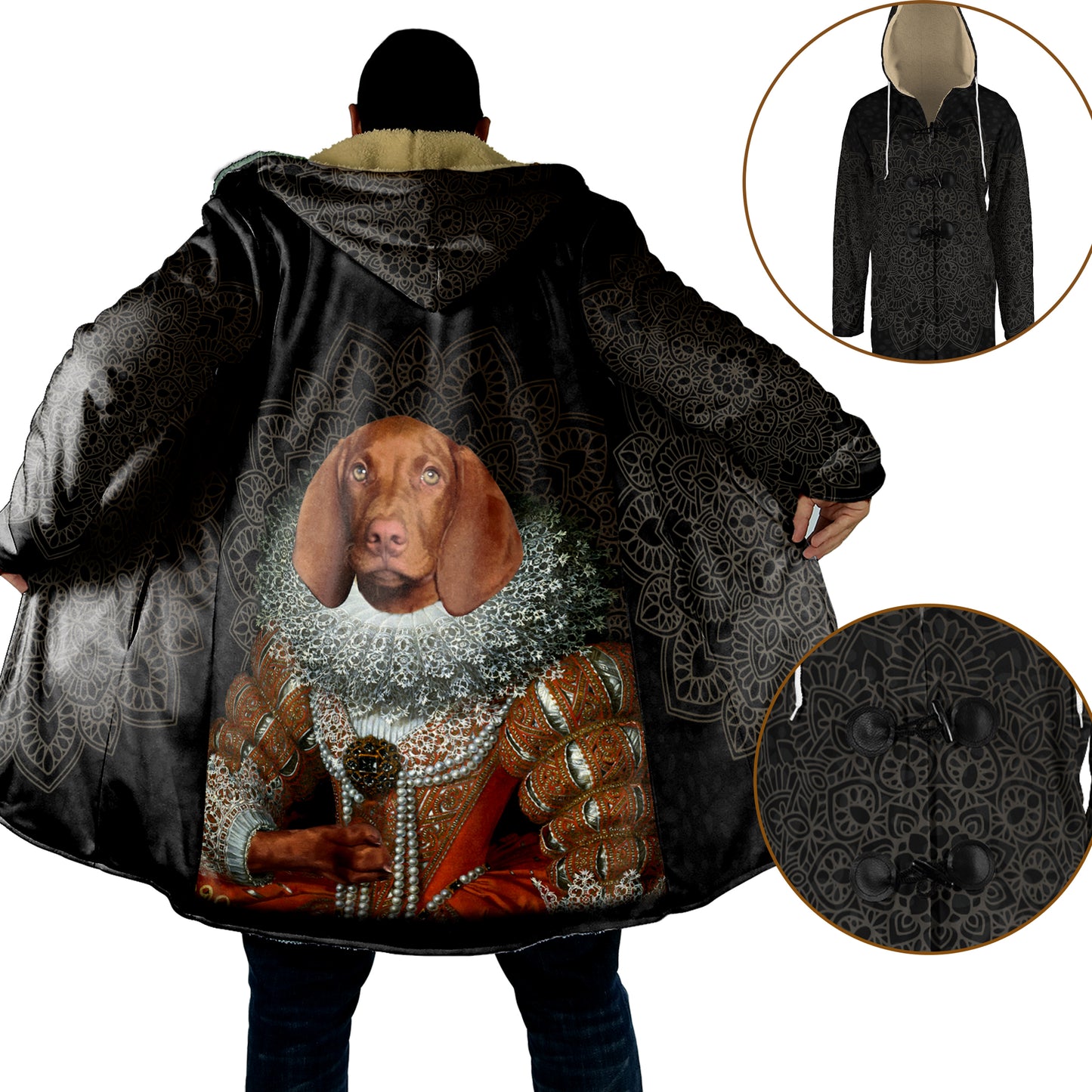 Custom Dog Face Cloak, Dog Portrait Cloak, Dog Mandala Cloak, Hooded Cloak